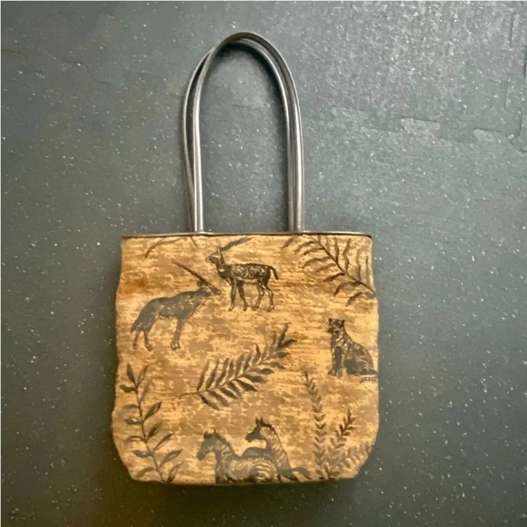 Bueno Large Brown Tapestry Zebra Animal Scene Bucket Shoulder Handbag Tote - Picture 1 of 11